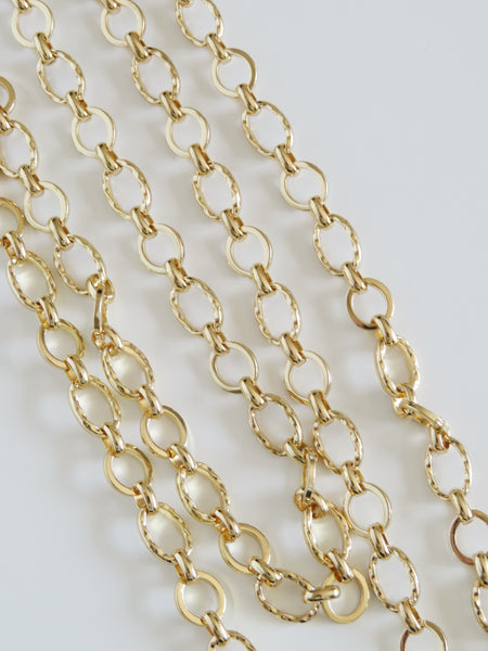 Textured Oval Links - 14k Gold Plated