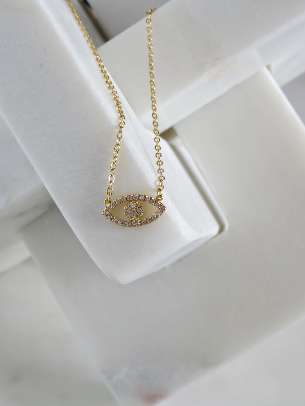 Diamond Evil Eye Connector Necklace