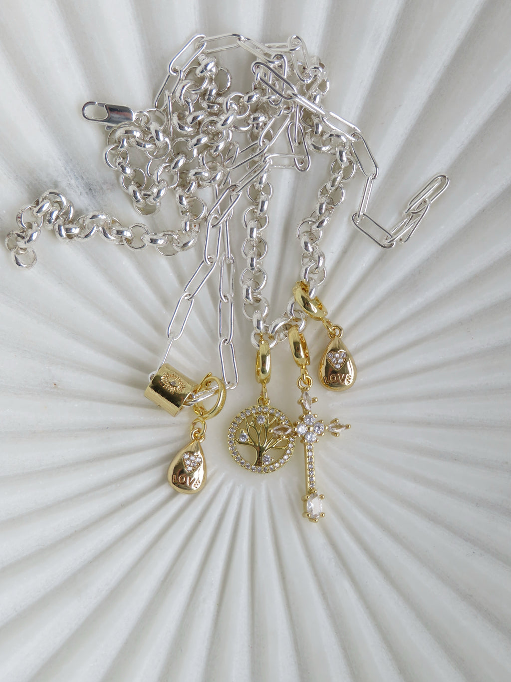 Silver Links - Charm Bar Necklaces