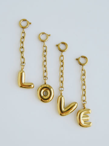 Balloon Initial Chain Charms - Spring Clasp