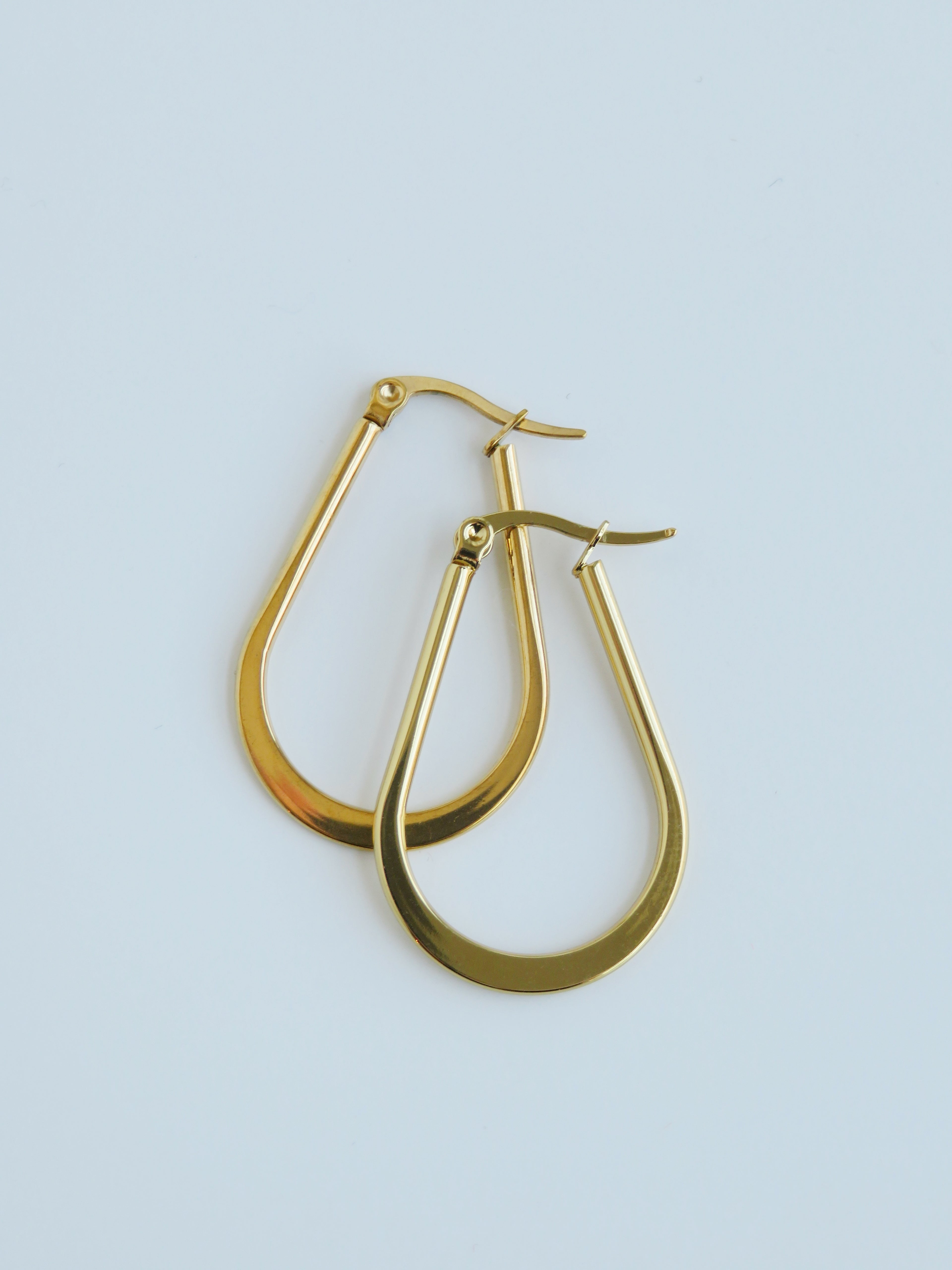 Elongated Hoop Earrings - Textured