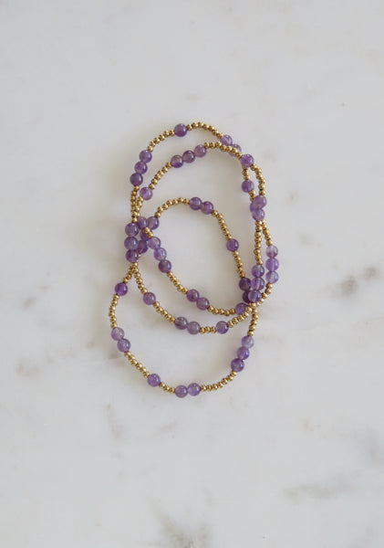 Gold Beaded Kyla Crystal Waterproof Non-Tarnish Bracelets