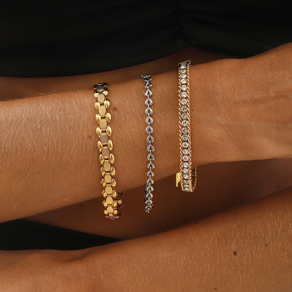 Mixed Metal Diamond Bracelet Stack