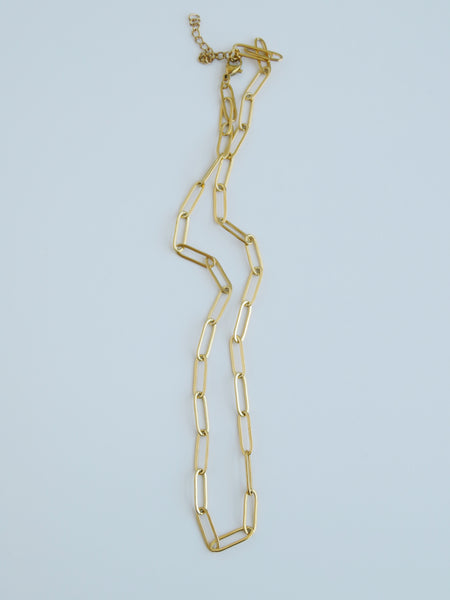 Paperclip 18”, 24” 28” - 18k Gold Plated - Charm Bar Necklace