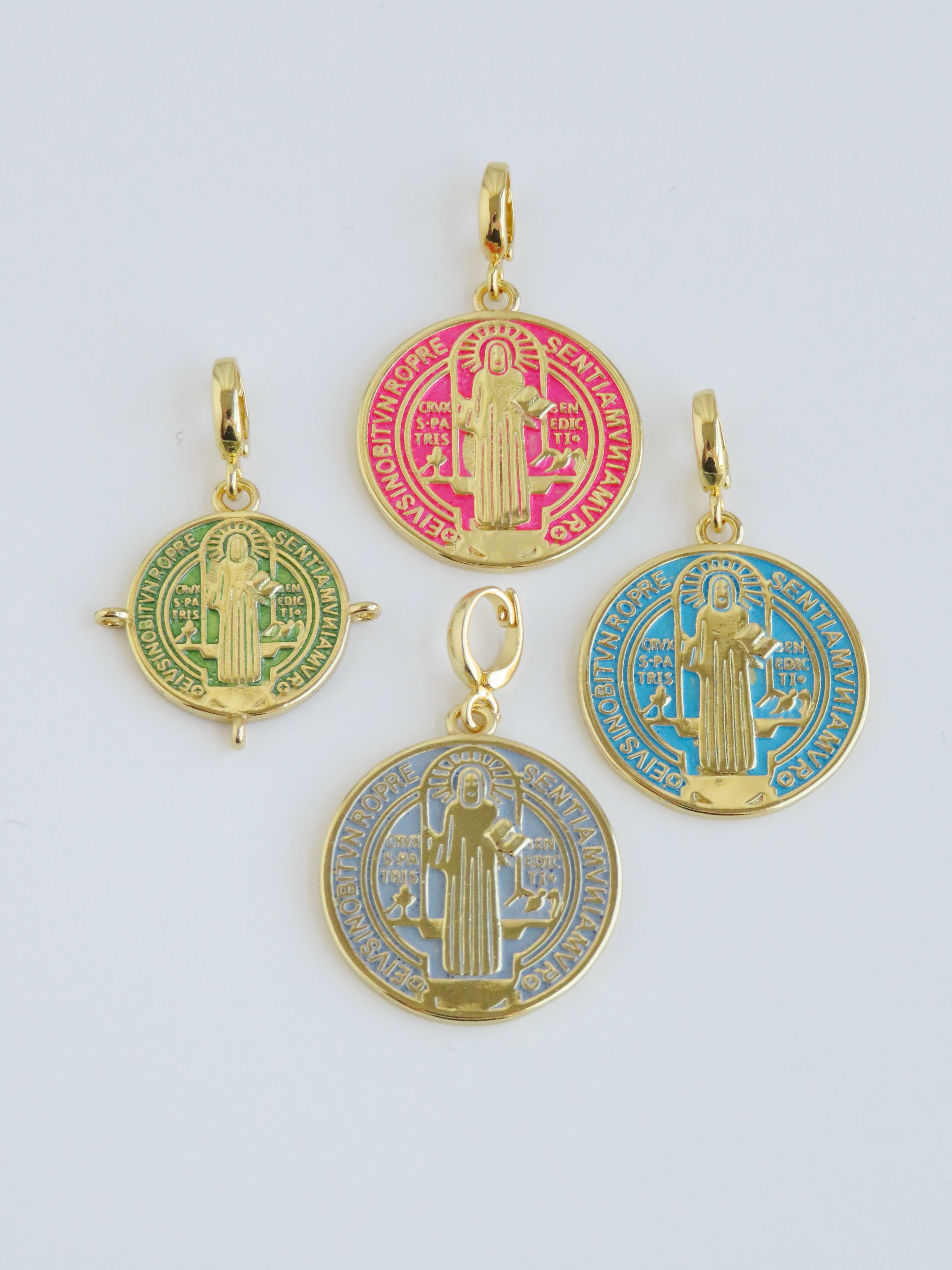 Enamel Religious Charms - Hinged Clasp