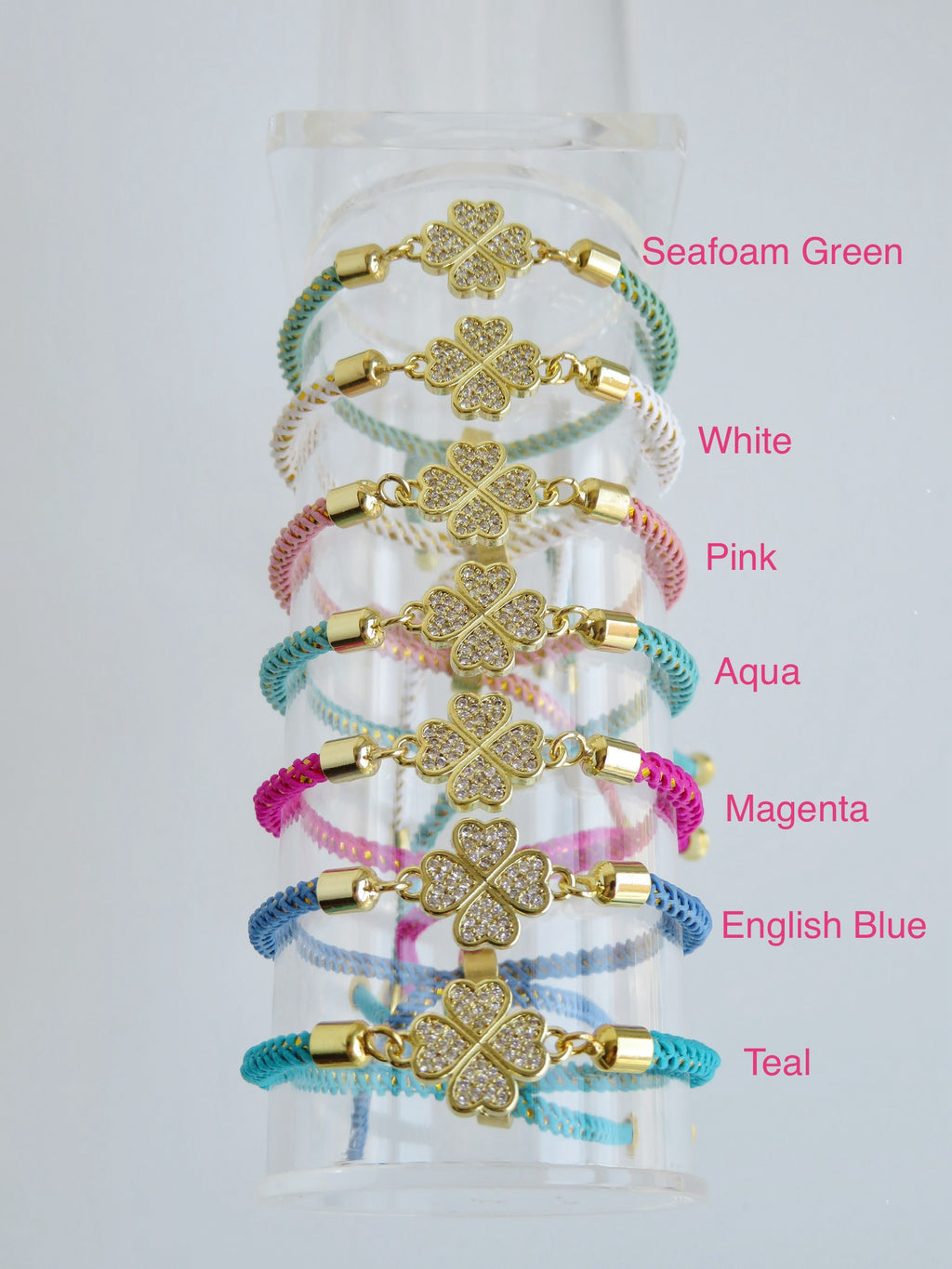 Heart Clover Bracelet - Adjustable Braided Cord