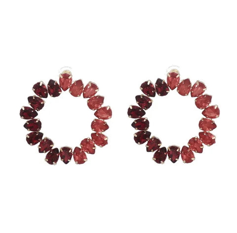 Scarlett Rhinestone Earrings - Red