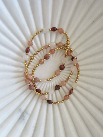 Gold Beaded Elegant Crystal Waterproof Non-Tarnish Bracelets