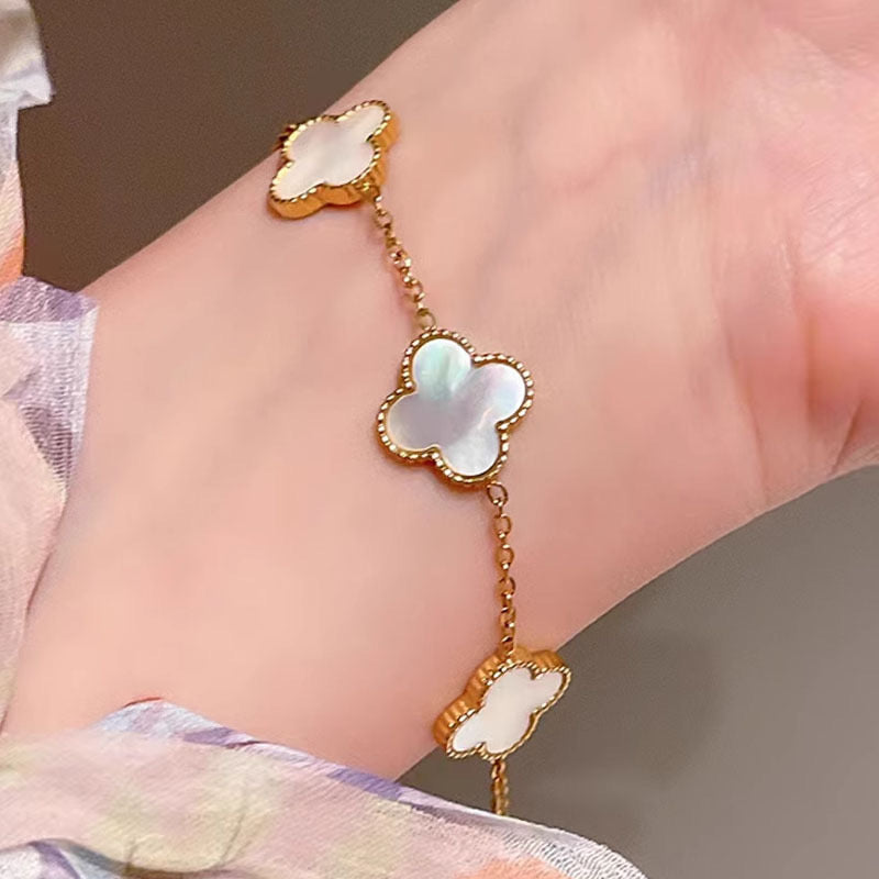 Luck Intention -Pearl Shell Clover Bracelet