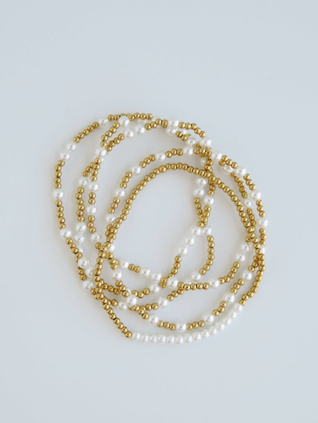 Elegant Pearl Beaded Waterproof Non-Tarnish Bracelets - Set of 5
