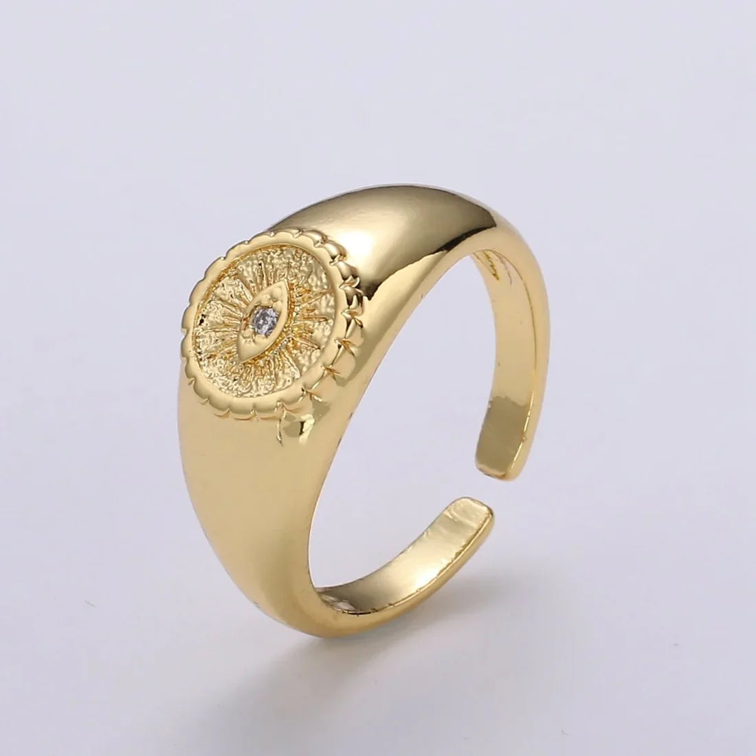 Sunburst Evil Eye Signet Ring