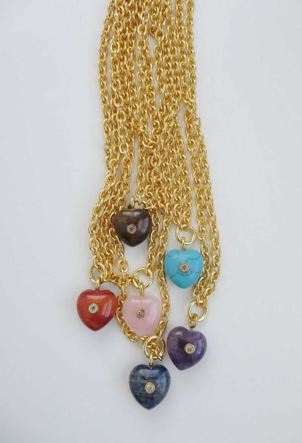 Crystal Heart Cable Necklace - 18k Gold Plated