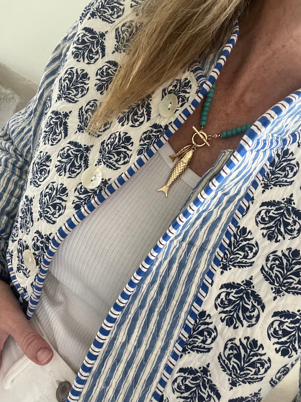 Turquoise Beaded Fish Necklace