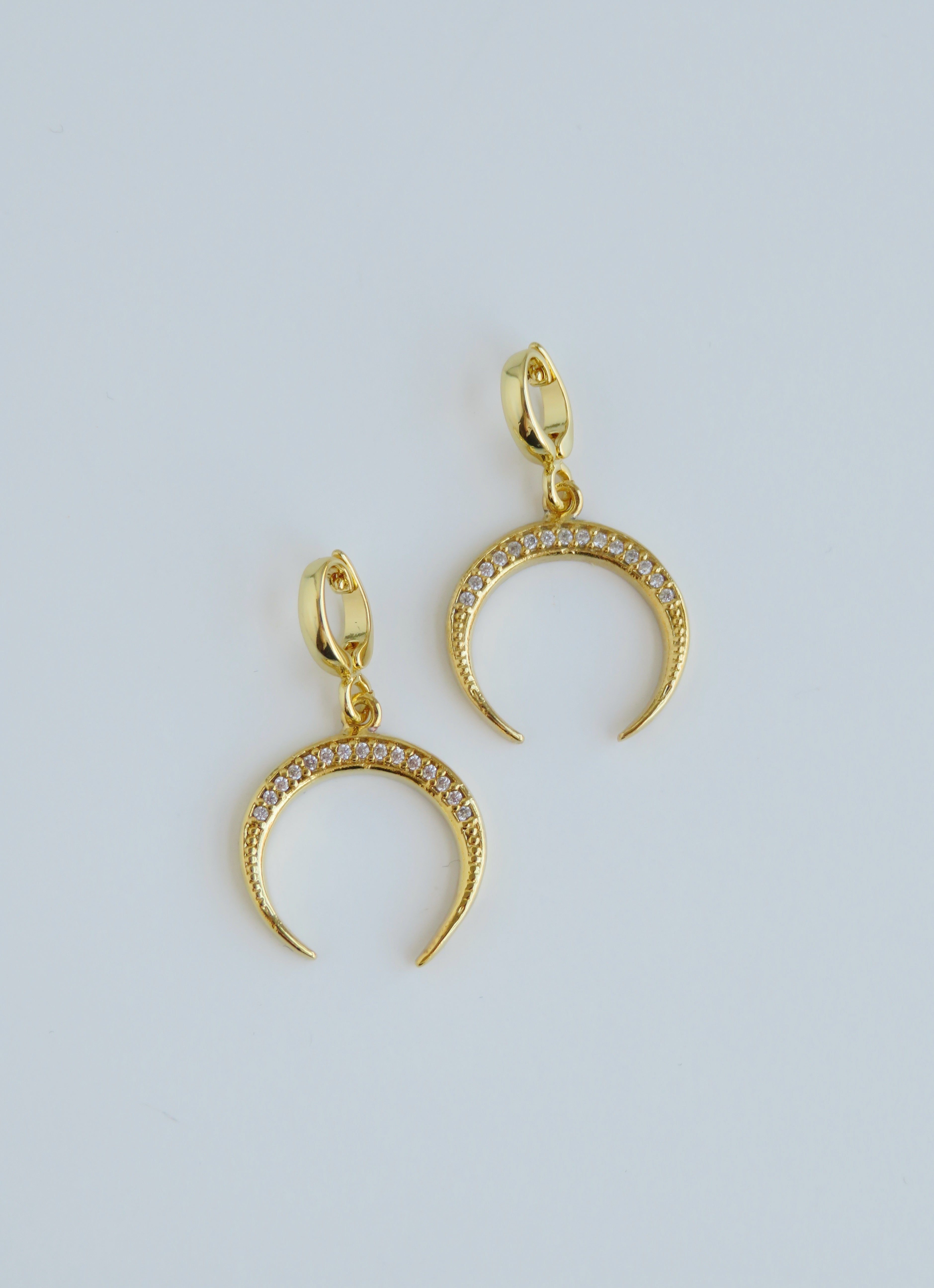 Diamond Crescent Charms with Hinged Clasp