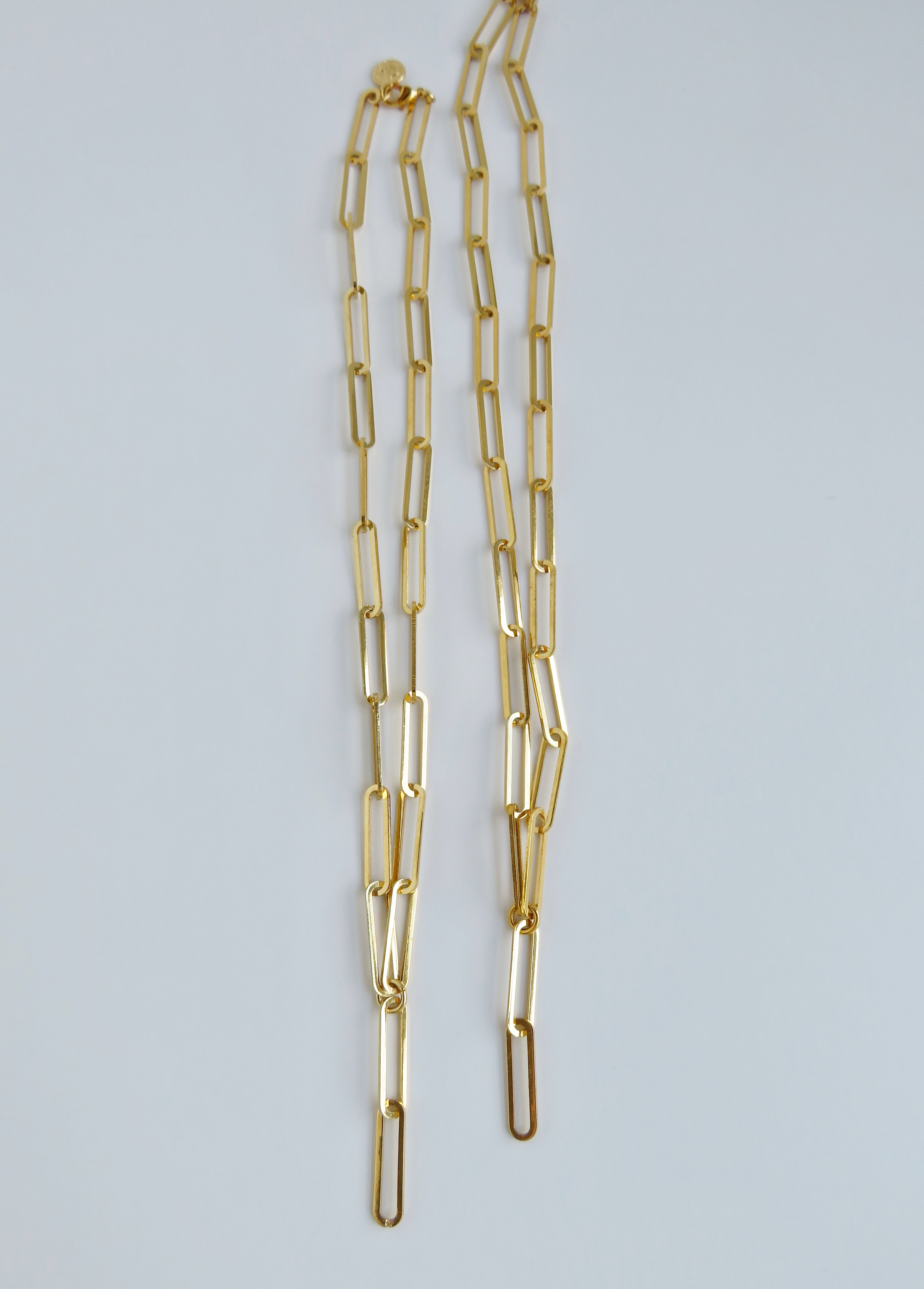 Charm Bar Extension Chain Necklaces - Elongated Paperclip 24k