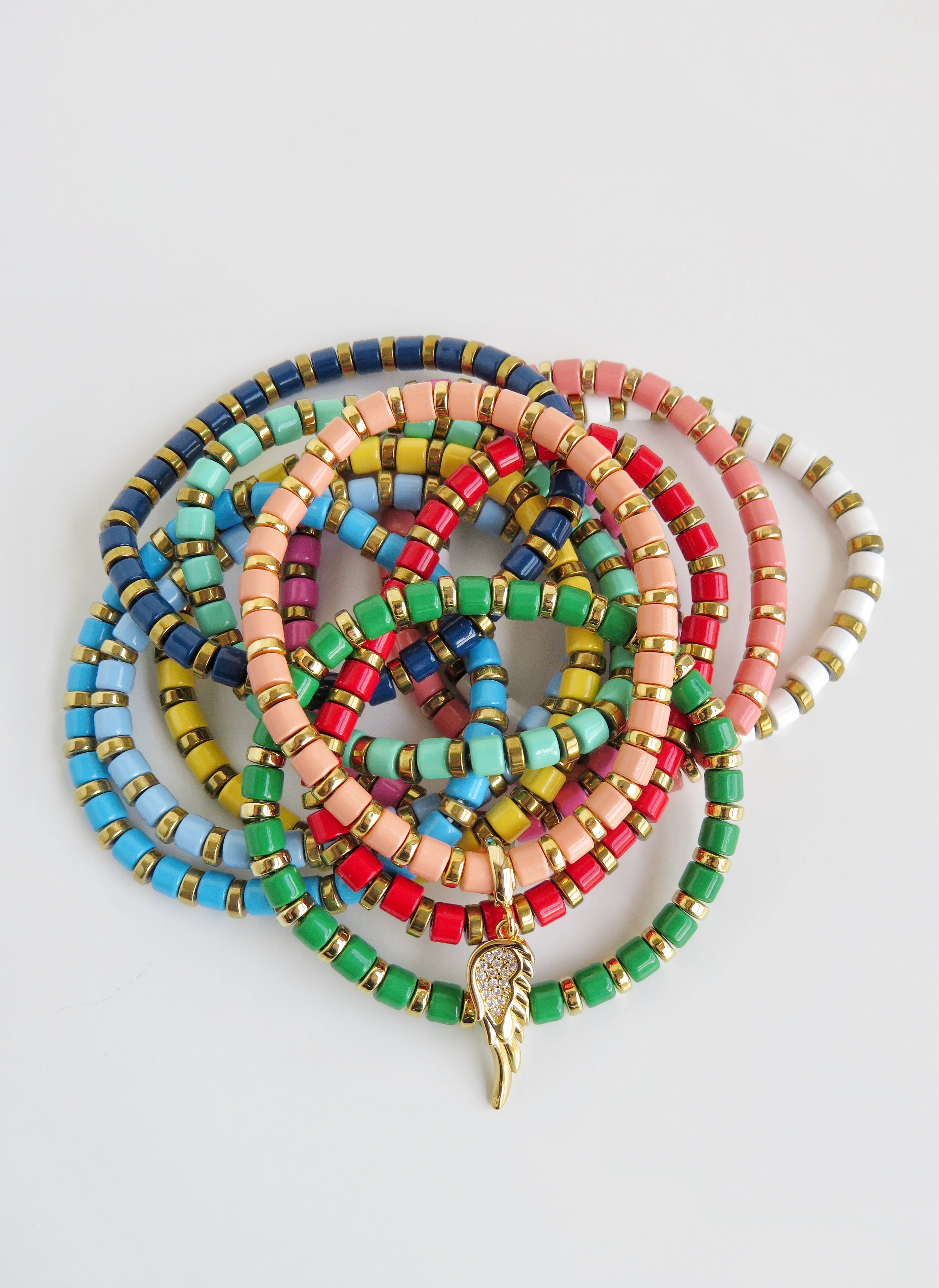 Enamel Stretch Bracelets  - Add Clip Charms