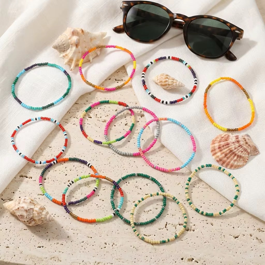 Mallorca Beaded Bracelet Stack - Set of 13
