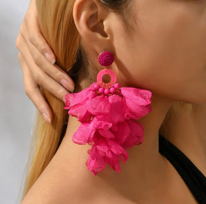 Peony Petal Dangler Earrings - Pink