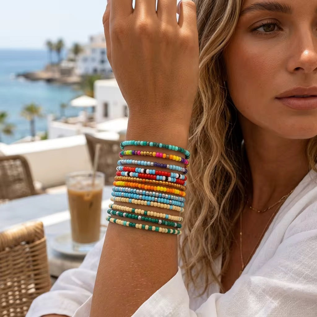 Mallorca Beaded Bracelet Stack - Set of 13