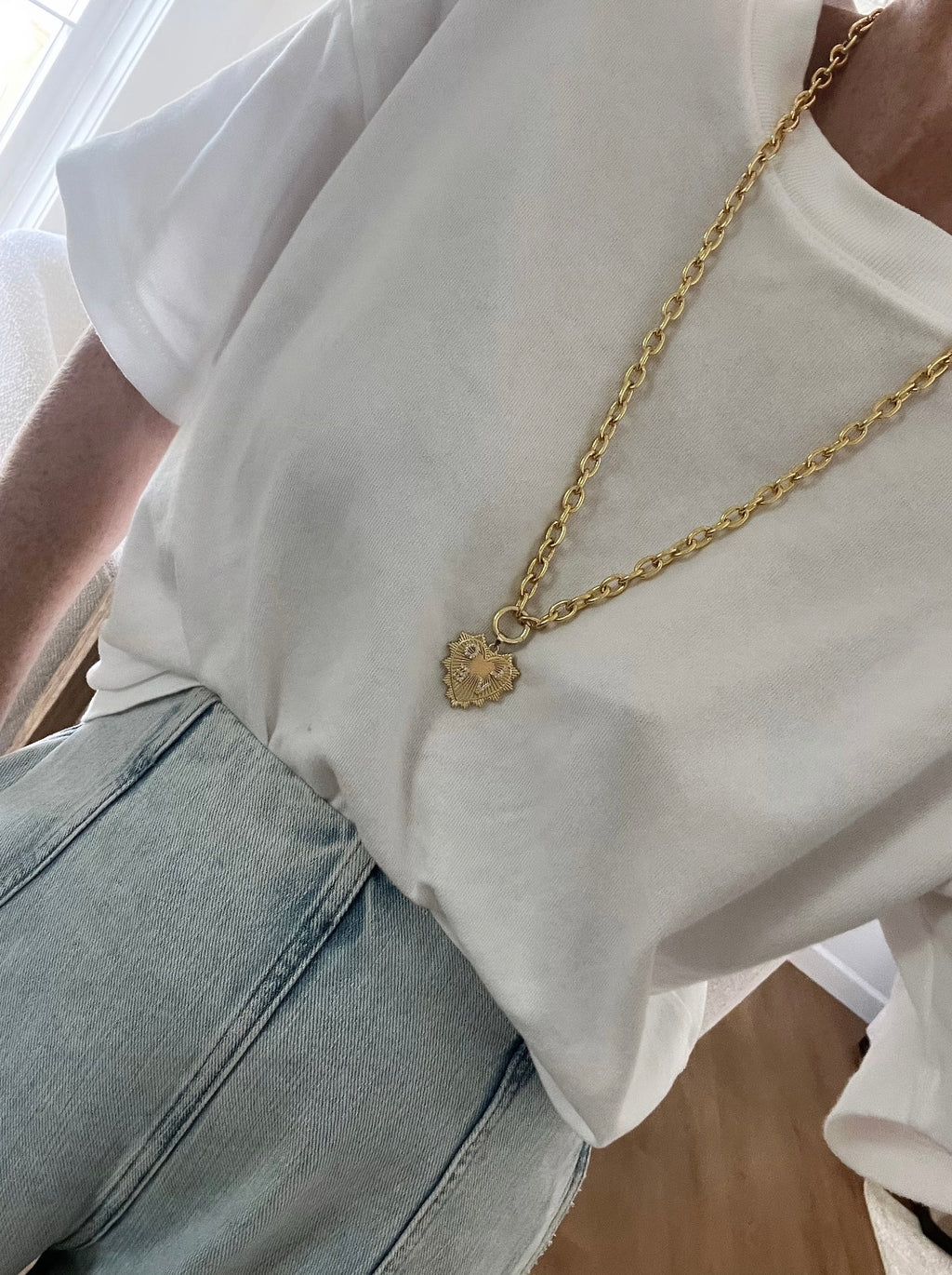 LOVE Heart Cable Necklace - 18k Gold Plated