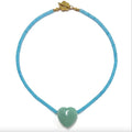 Sag Harbor Aqua Beaded Heart Necklace
