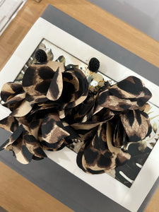 Peony Petal Dangler Earrings - Leopard