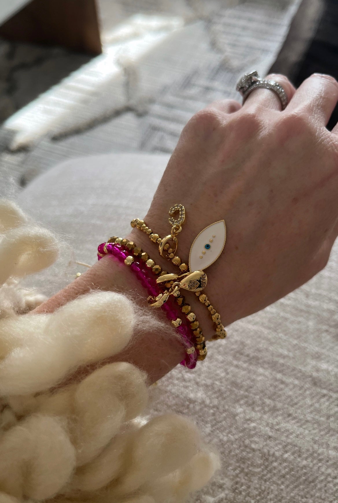 Diamond Initial Charms with Hinged Clasp