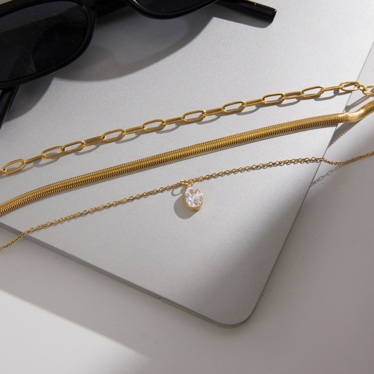 Layered Diamond Pendant Necklace