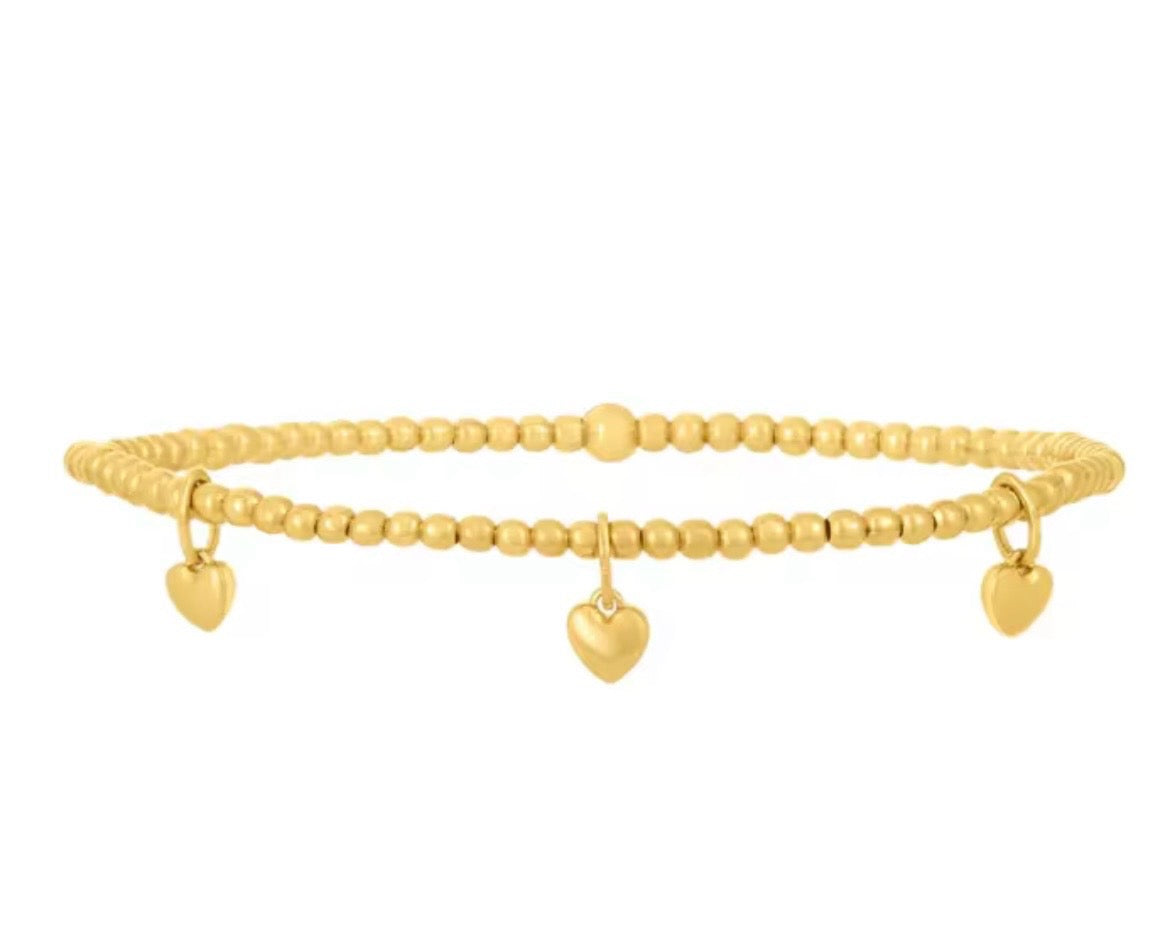 Classic Beaded Hearts, Stars & Smiles Waterproof Non-Tarnish Bracelets