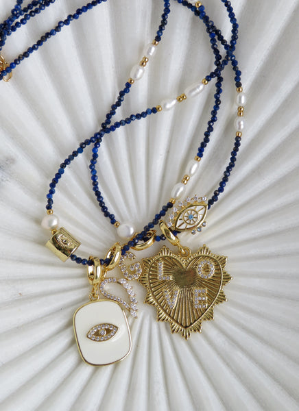 Katherine Lapis Lazuli Pearl Necklace