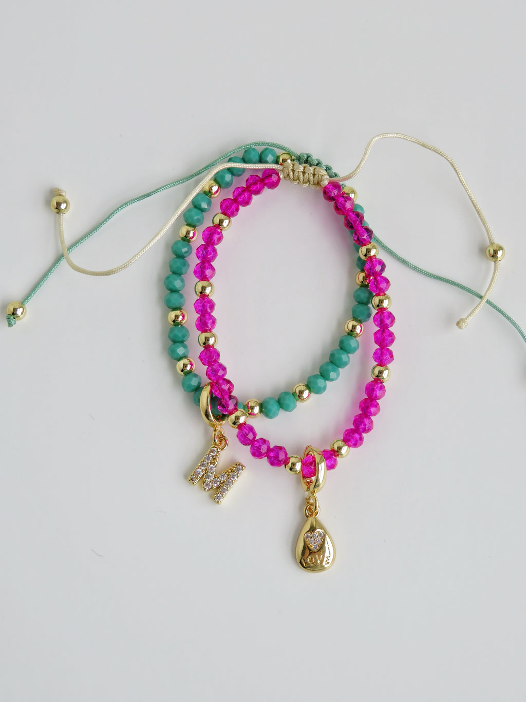 Diamond Initial Charms with Hinged Clasp