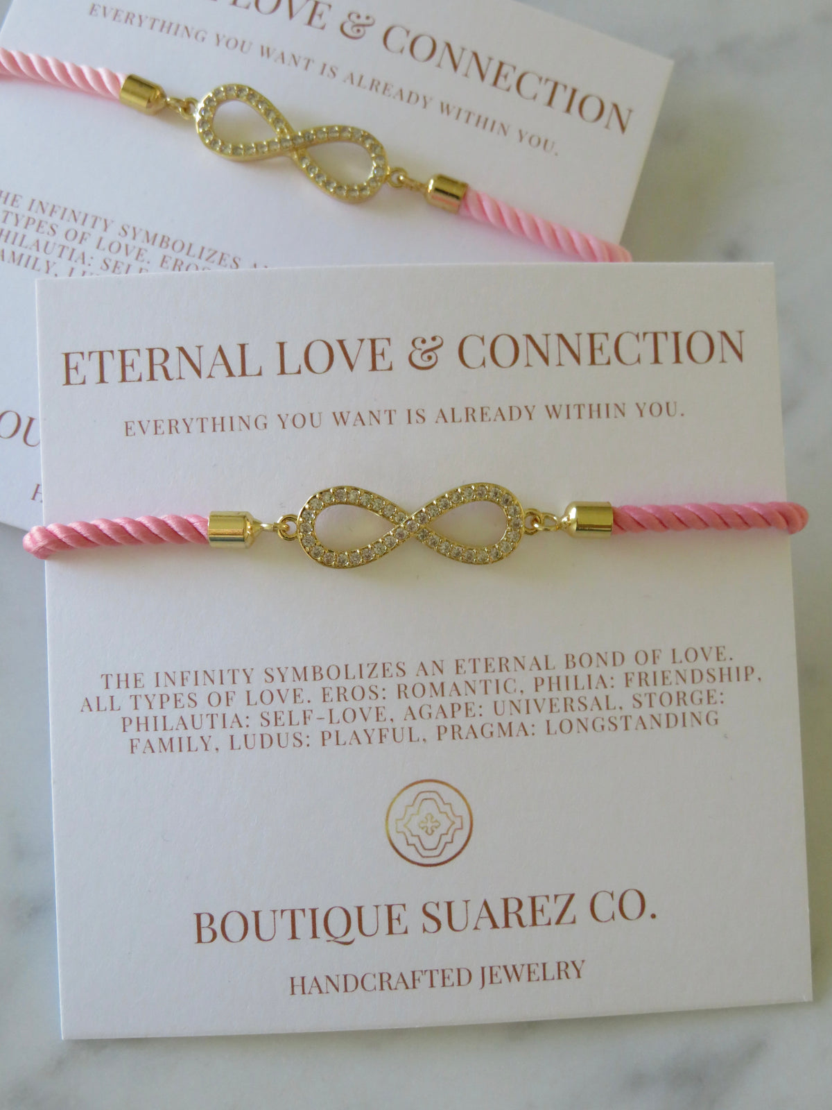 Pink Cord Infinity Bracelet