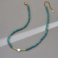 Turquoise Beaded Heart Necklace