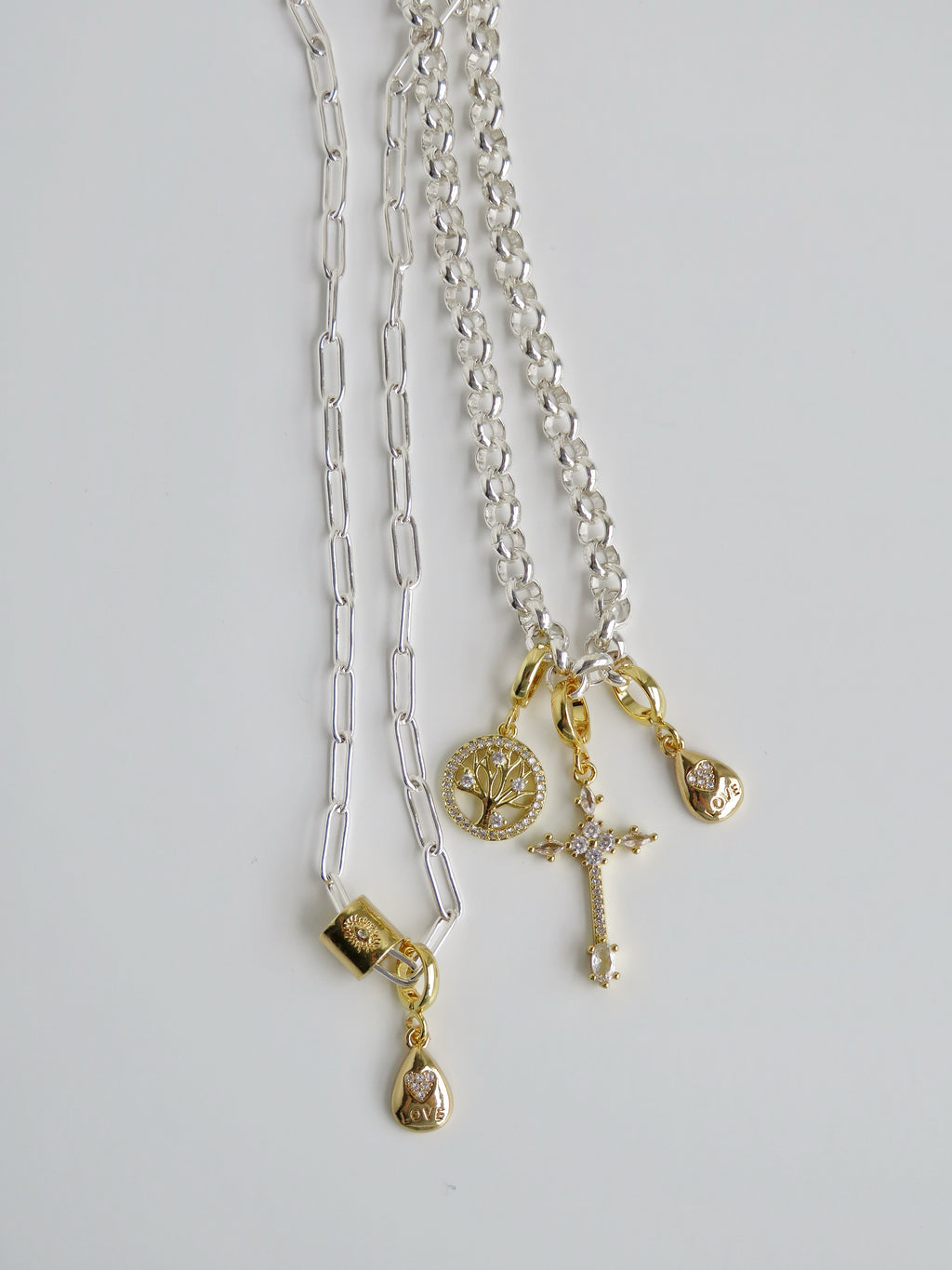 Silver Links - Charm Bar Necklaces