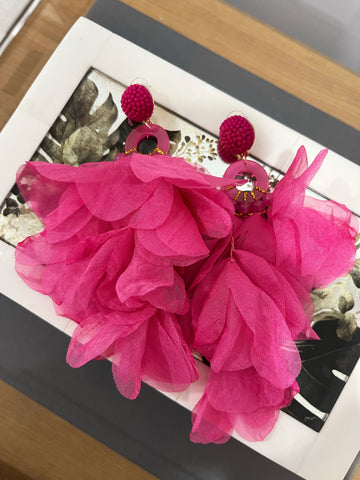 Peony Petal Dangler Earrings - Pink