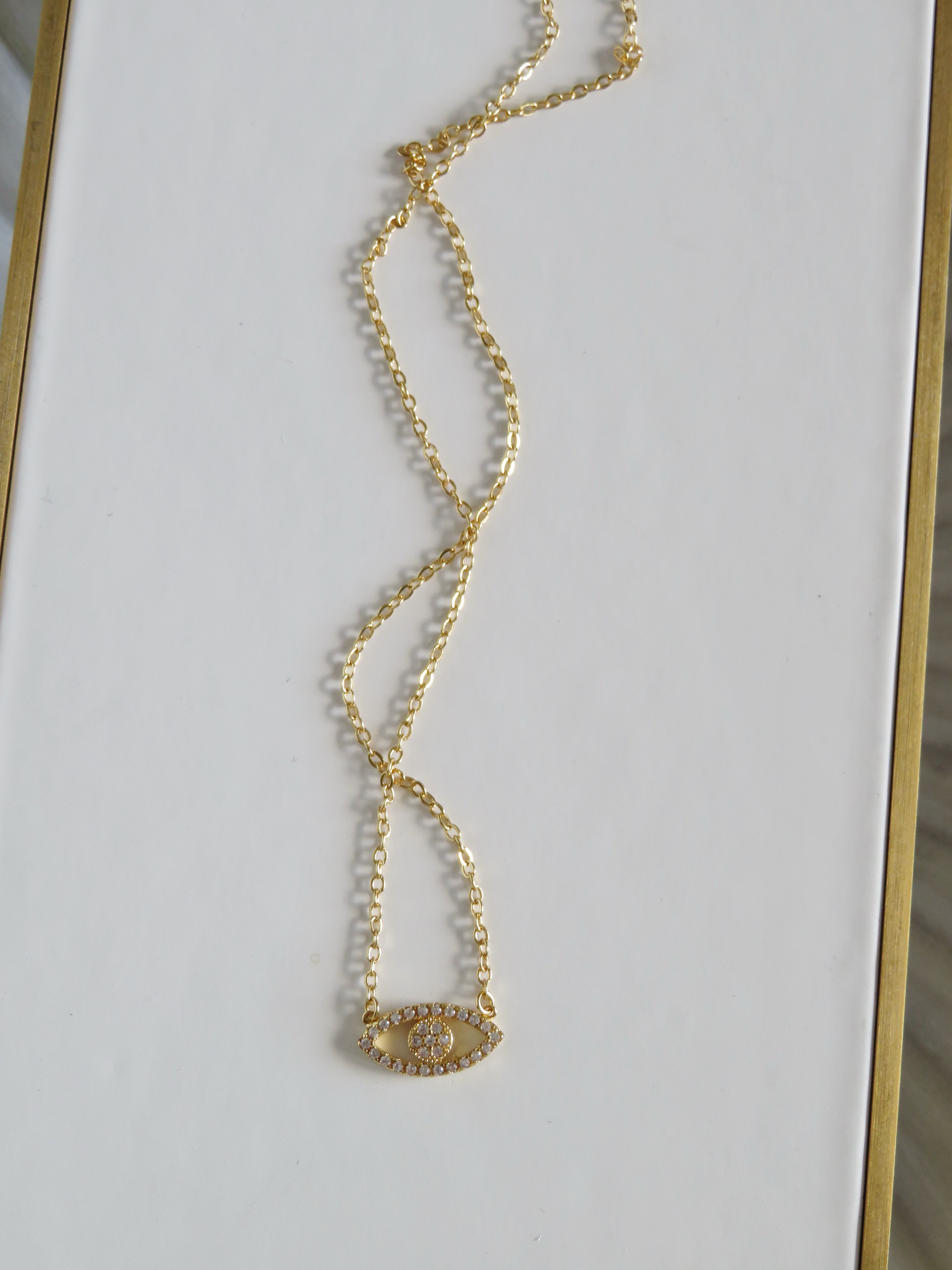 Diamond Evil Eye Connector Necklace
