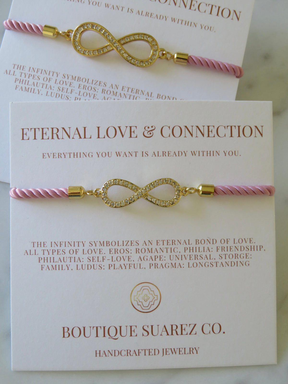Pink Cord Infinity Bracelet