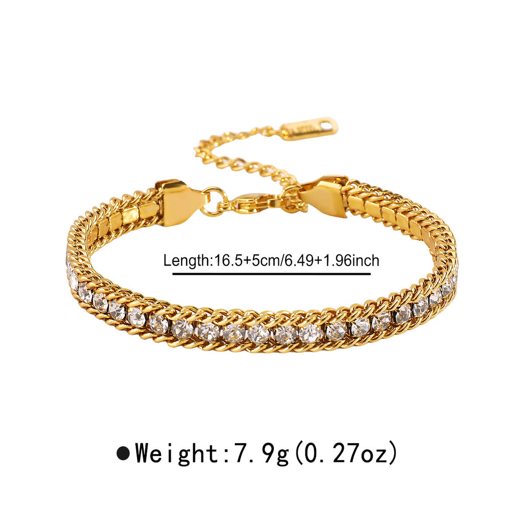 Mixed Metal Diamond Bracelet Stack