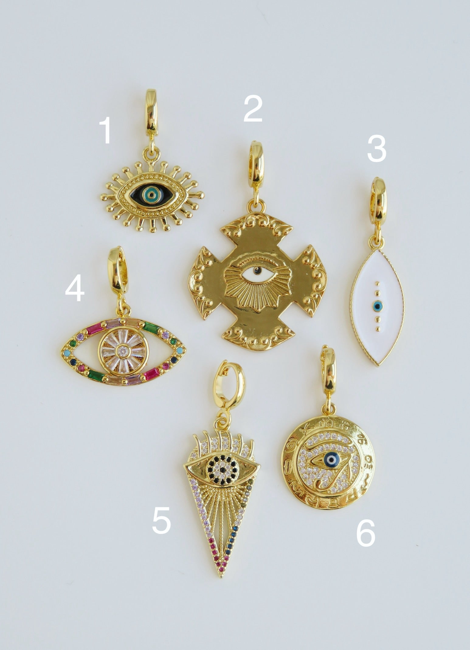 Evil Eye Charms with Hinged Clasp