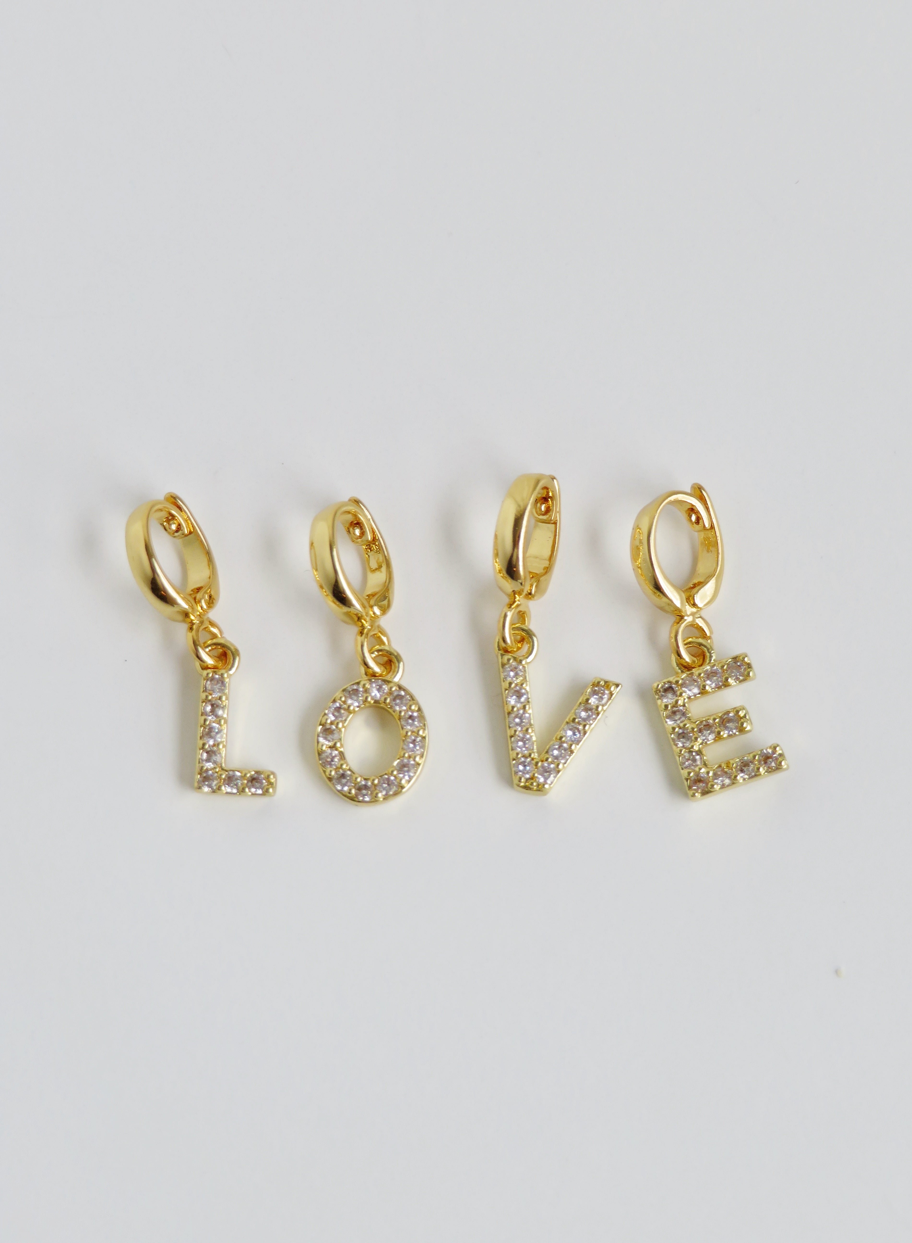 Diamond Initial Charms with Hinged Clasp