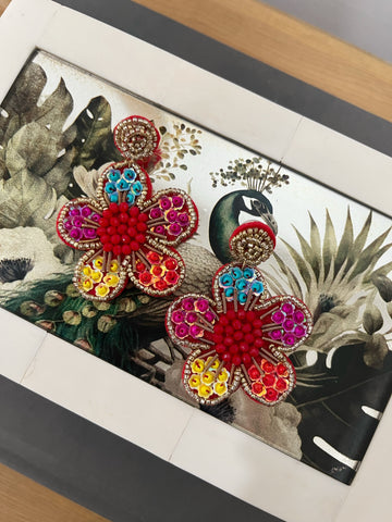 Boho Beaded Flower - Multi Colored