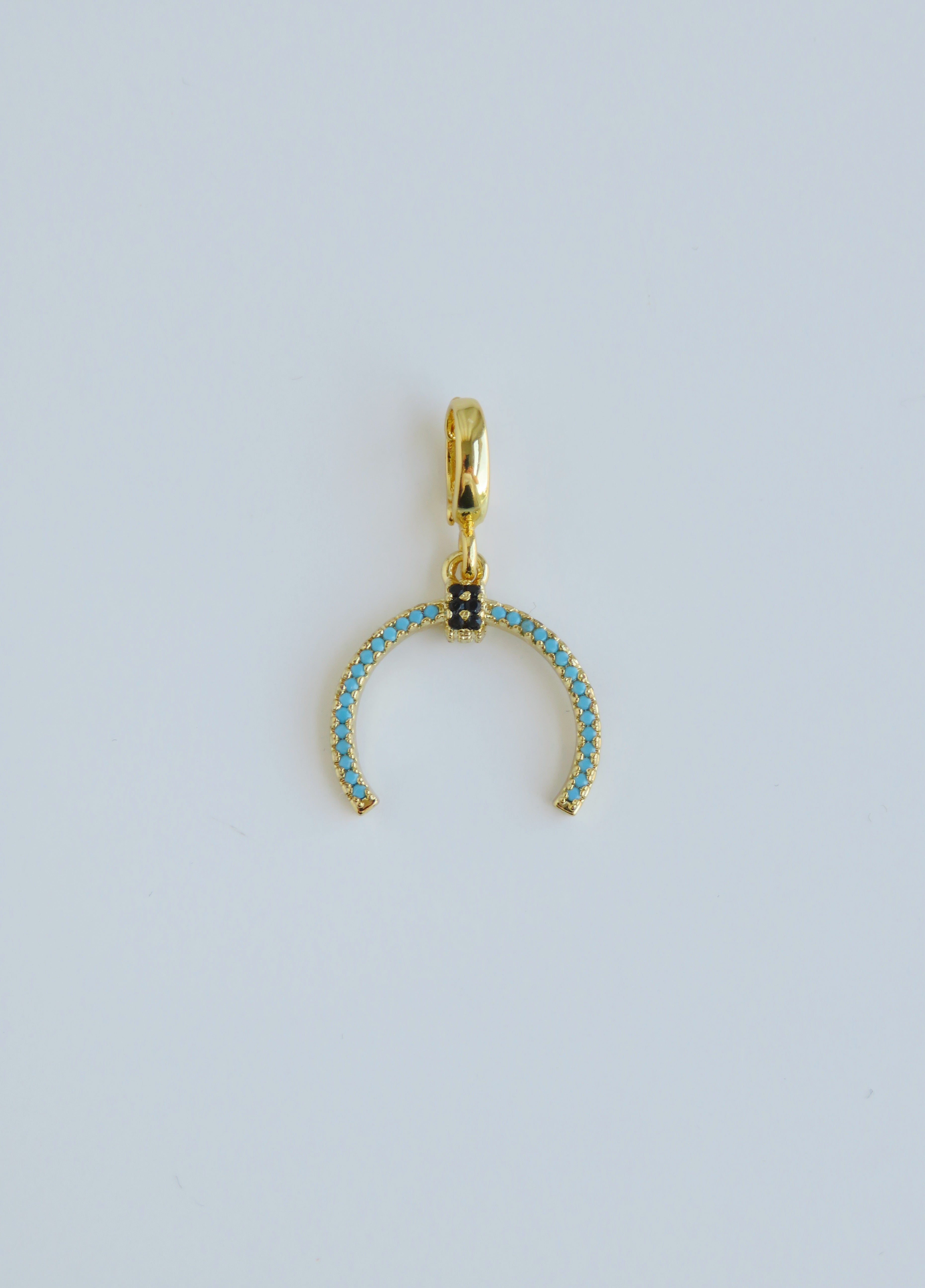 Turquoise Crescent Charms with Hinged Clasp