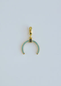 Turquoise Crescent Charms with Hinged Clasp