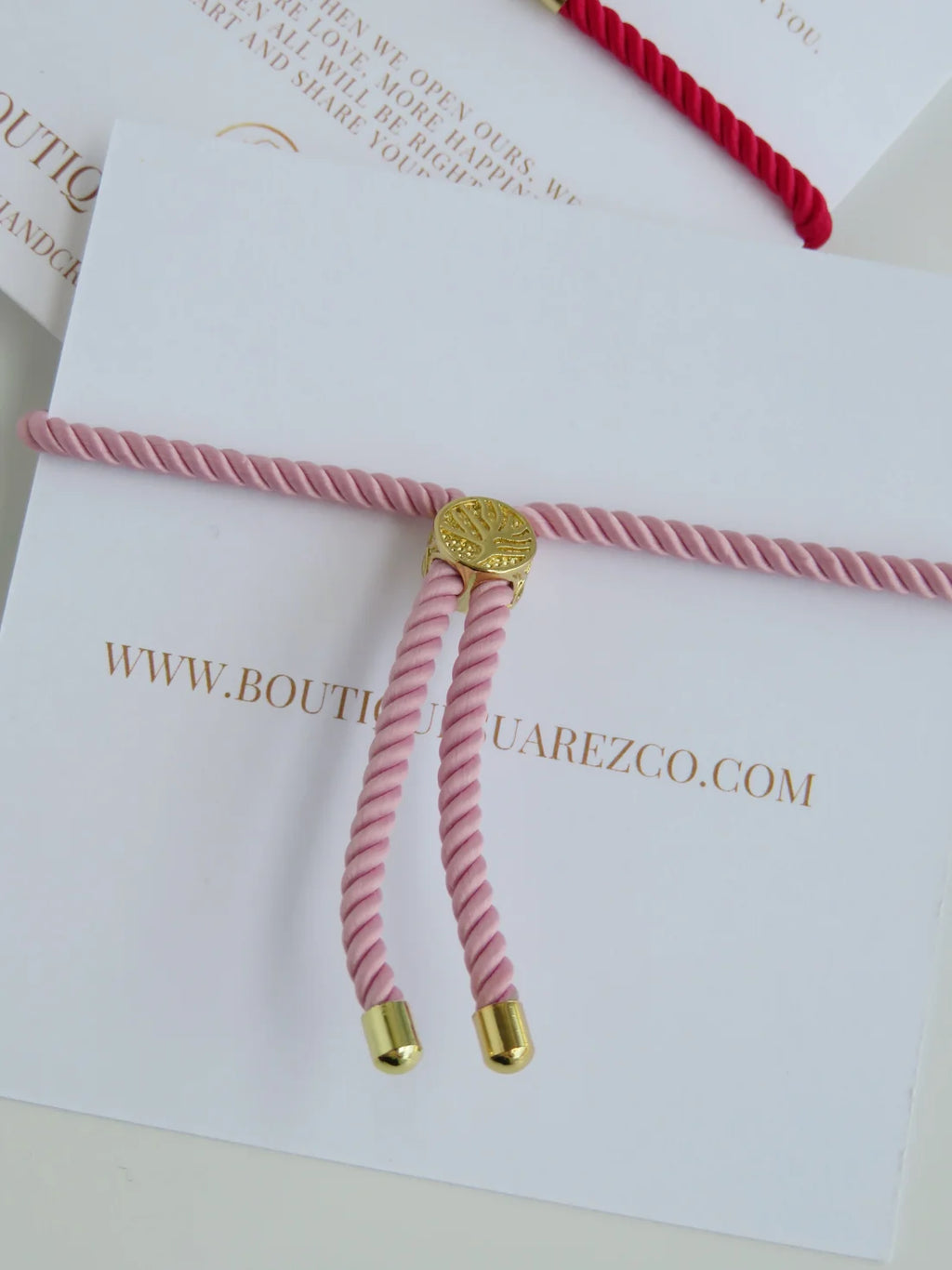 Clover Pink Cord Bracelet