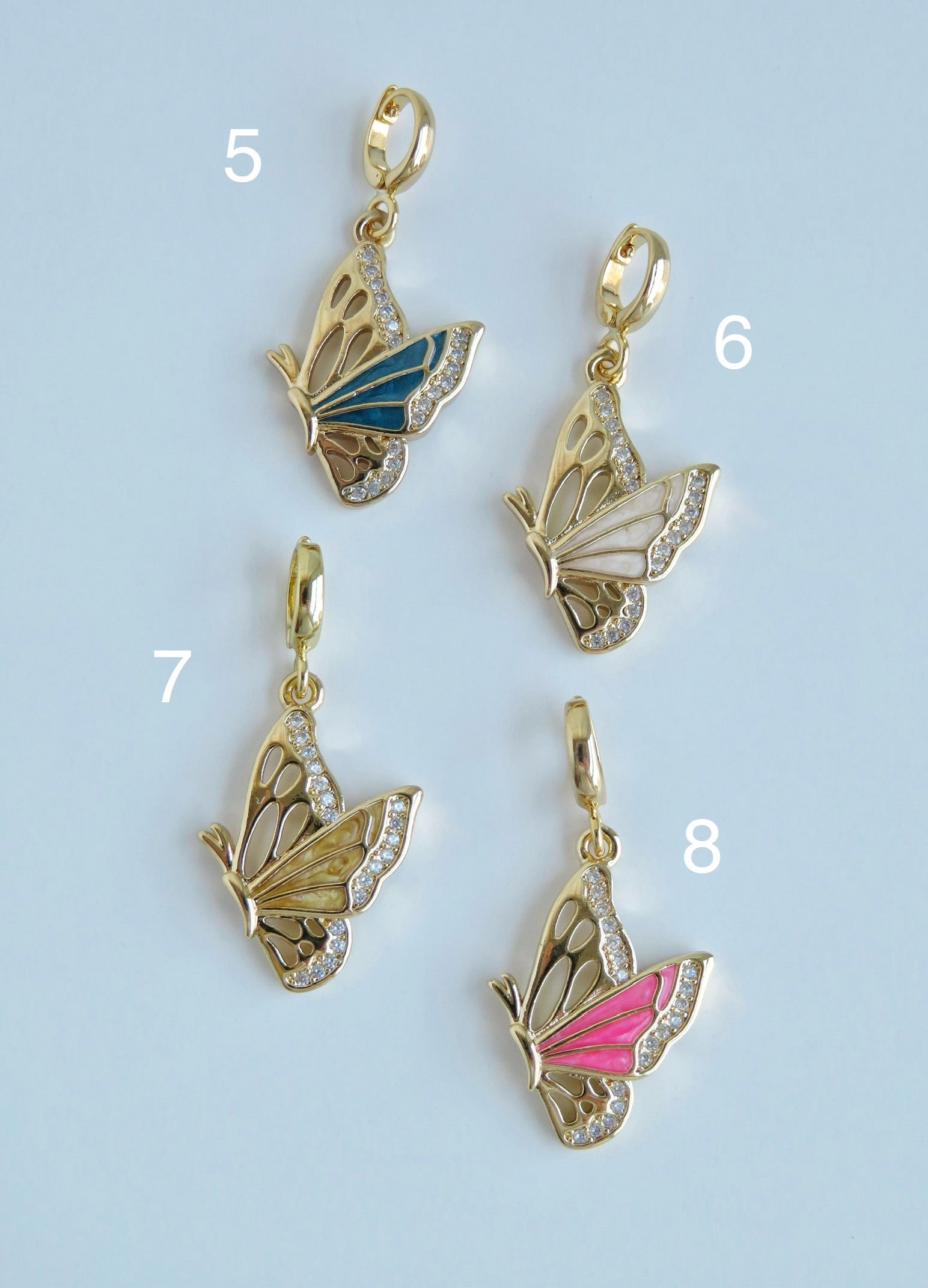 Free Spirit - Enamel Butterfly Charms with Hinged Clasp