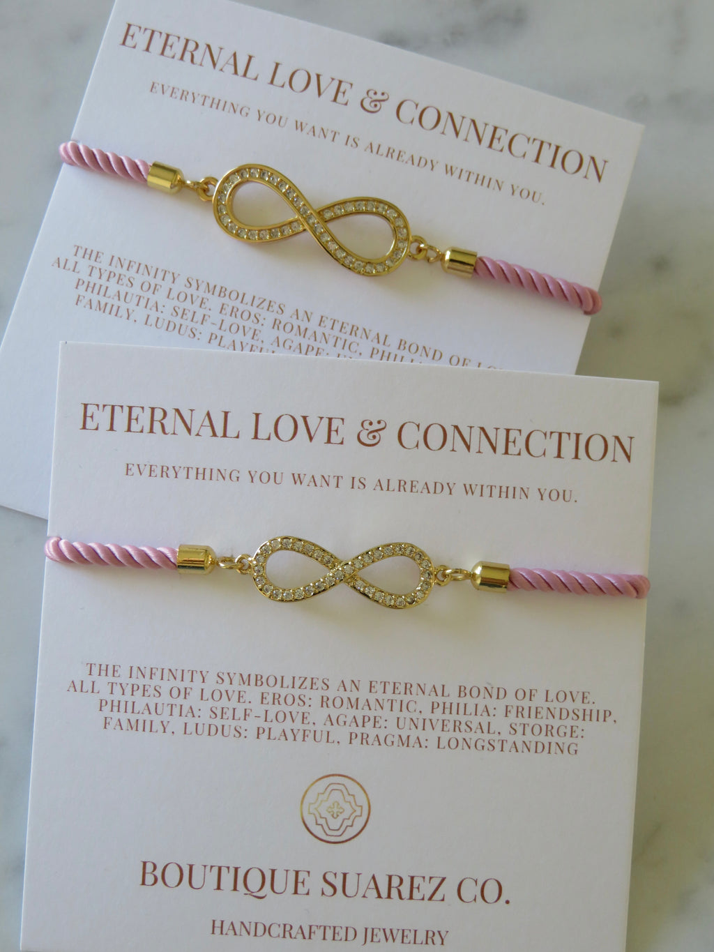 Pink Cord Infinity Bracelet