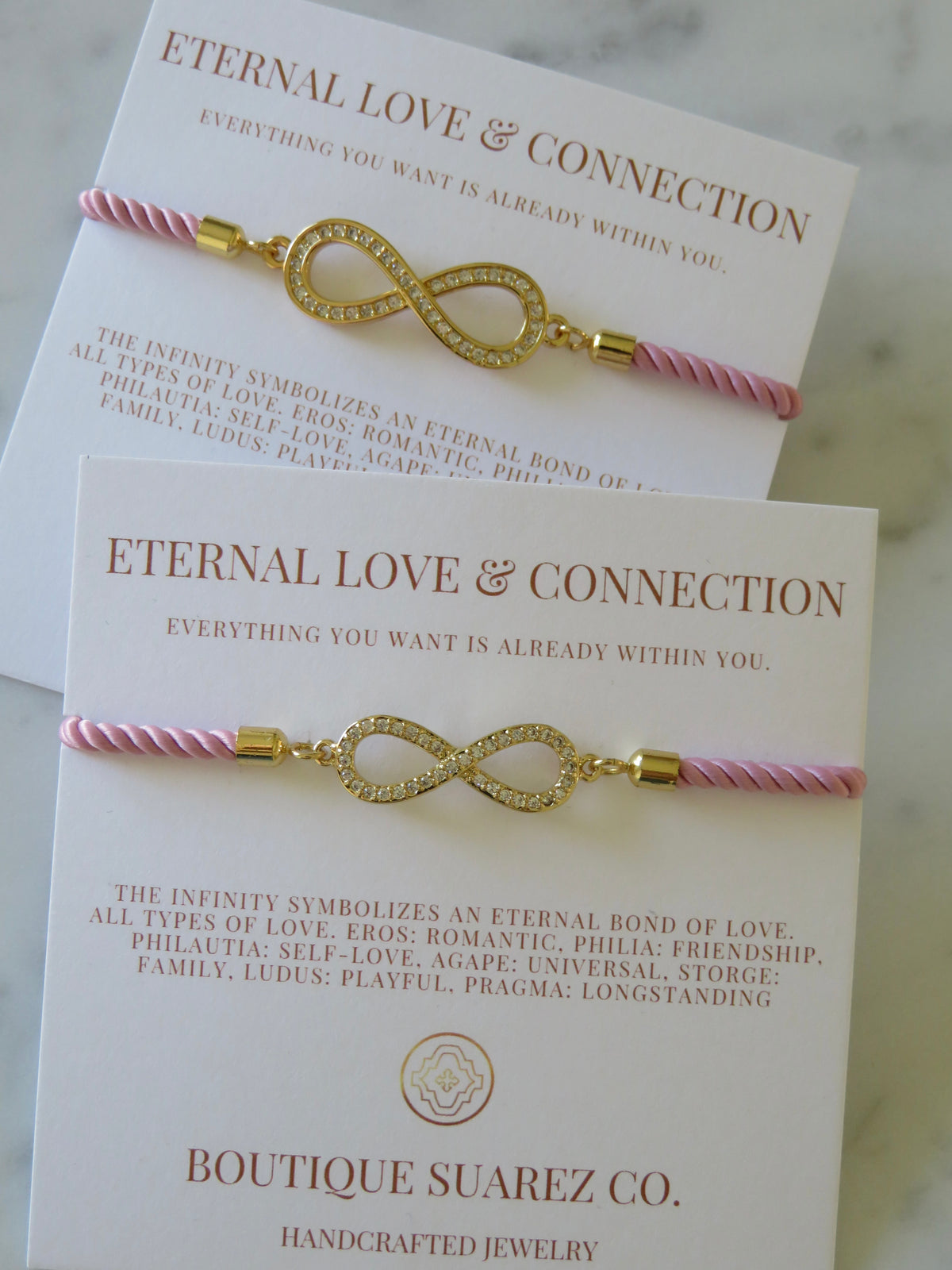 Pink Cord Infinity Bracelet
