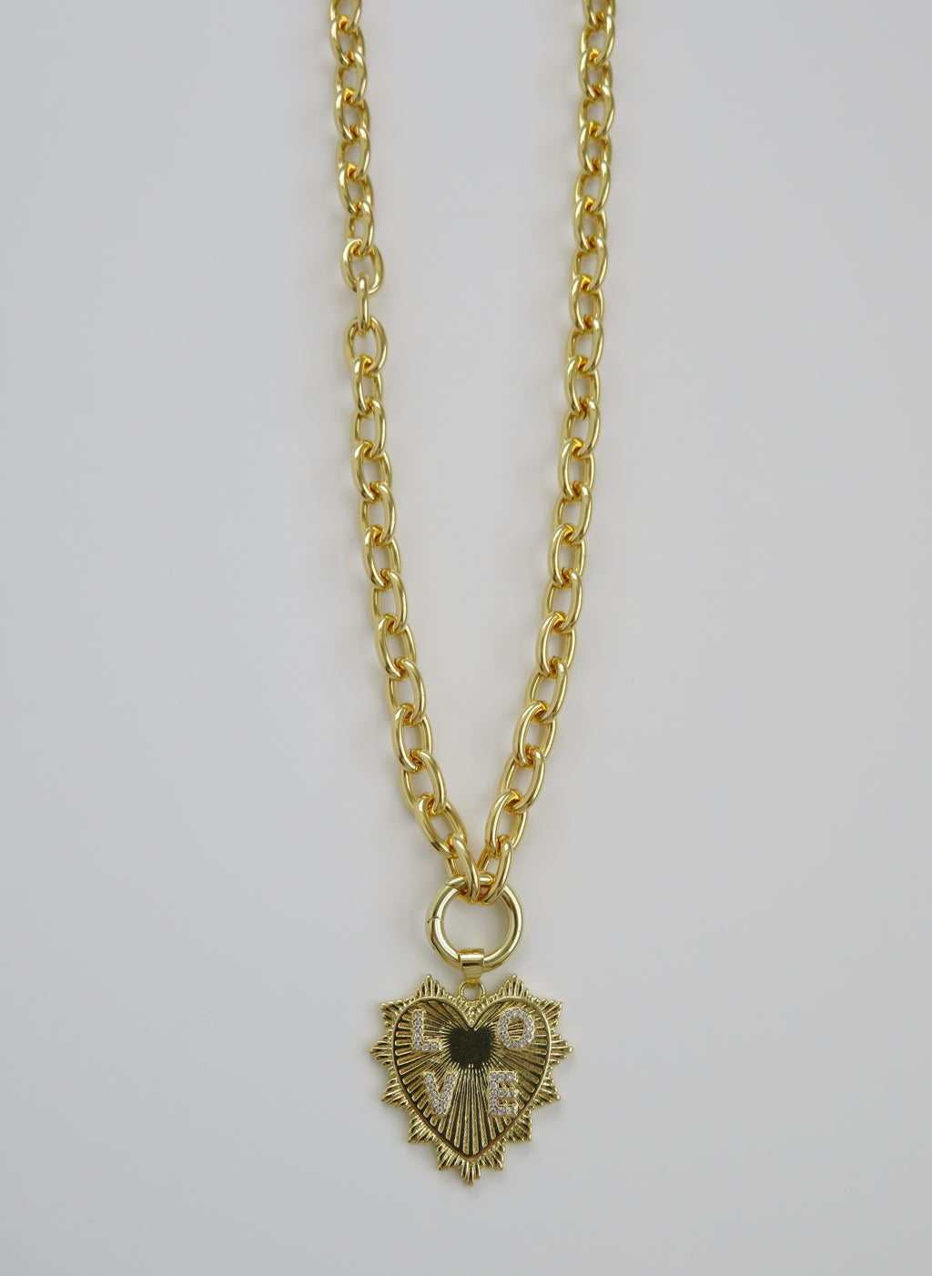 LOVE Heart Cable Necklace - 18k Gold Plated
