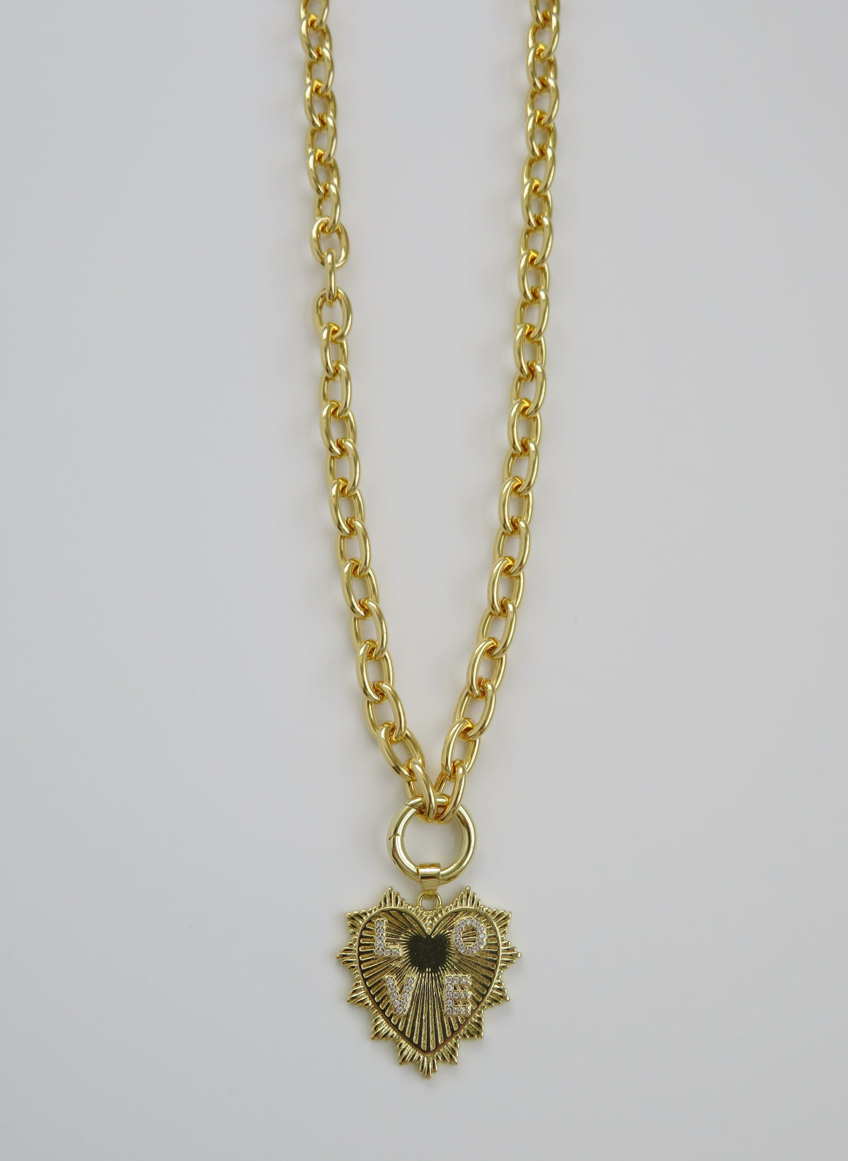 LOVE Heart Cable Necklace - 18k Gold Plated