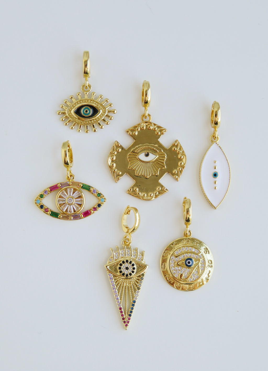 Evil Eye Charms with Hinged Clasp